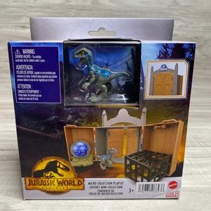 New Mattel Jurassic World Dominion Mini Micro Collection Blue Raptor Playset